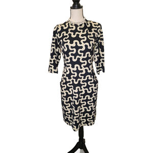 J McLaughlin Catalina Stretch Shift Geometric Dress Round-Neck, 3/4 Sleeve, 6